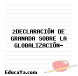 ¿DECLARACIÓN DE GRANADA SOBRE LA GLOBALIZACIÓN?