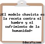 ¿El modelo chavista es la receta contra el hambre y el sufrimiento de la humanidad?