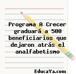 Programa A Crecer graduará a 500 beneficiarios que dejaron atrás el analfabetismo