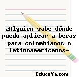 ¿Alguien sabe dónde puedo aplicar a becas para colombianos o latinoamericanos?