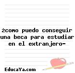 ¿como puedo conseguir una beca para estudiar en el extranjero?