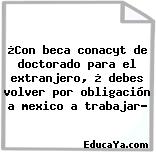 ¿Con beca conacyt de doctorado para el extranjero, ¿ debes volver por obligación a mexico a trabajar?