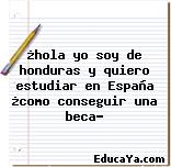 ¿hola yo soy de honduras y quiero estudiar en España ¿como conseguir una beca?