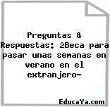 Preguntas & Respuestas: ¿Beca para pasar unas semanas en verano en el extranjero?