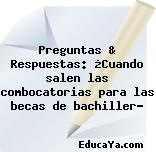 Preguntas & Respuestas: ¿Cuando salen las combocatorias para las becas de bachiller?