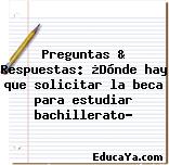 Preguntas & Respuestas: ¿Dónde hay que solicitar la beca para estudiar bachillerato?