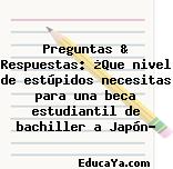 Preguntas & Respuestas: ¿Que nivel de estúpidos necesitas para una beca estudiantil de bachiller a Japón?