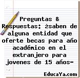 Preguntas & Respuestas: ¿saben de alguna entidad que oferte becas para año académico en el extranjero para jovenes de 15 años?