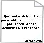 ¿Que nota debes tner para obtener una beca por rendimiento academico excelente?