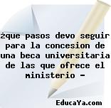 ¿que pasos devo seguir para la concesion de una beca universitaria de las que ofrece el ministerio ?