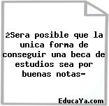 ¿Sera posible que la unica forma de conseguir una beca de estudios sea por buenas notas?