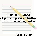 U de A – Becas vigentes para estudiar en el exterior, UdeA