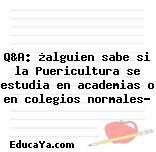 Q&A: ¿alguien sabe si la Puericultura se estudia en academias o en colegios normales?