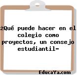 ¿Qué puede hacer en el colegio como proyectos, un consejo estudiantil?