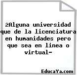 ¿Alguna universidad que de la licenciatura en humanidades pero que sea en linea o virtual?