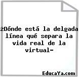 ¿Dónde está la delgada línea qué separa la vida real de la virtual?