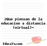 ¿Que piensan de la educacion a distancia (virtual)?