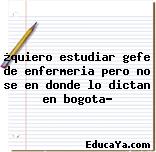 ¿quiero estudiar gefe de enfermeria pero no se en donde lo dictan en bogota?