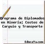 Programa de Diplomados en Minería: Costos de Carguio y Transporte