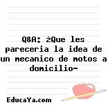 Q&A: ¿Que les pareceria la idea de un mecanico de motos a domicilio?