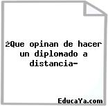 ¿Que opinan de hacer un diplomado a distancia?