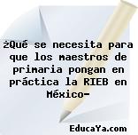 ¿Qué se necesita para que los maestros de primaria pongan en práctica la RIEB en México?