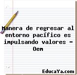 Manera de regresar al entorno pacífico es impulsando valores – Oem