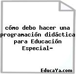 cómo debo hacer una programación didáctica para Educación Especial?