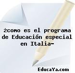 ¿como es el programa de Educación especial en Italia?