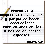 Preguntas & Respuestas: ¿que, como y porque se hacen adecuaciones curriculares en los niños de educación especial?