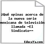 ¿Qué opinas acerca de la nueva serie mexicana de televisión llamada «El Sindicato»?