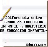 ¿Diferencia entre GRADO de EDUCACION INFANTIL y MAGISTERIO DE EDUCACION INFANTIL?