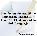 Openforum Formación – Educación Infantil – Tema 18 El desarrollo del lenguaje