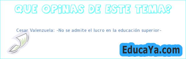 Cesar Valenzuela: «No se admite el lucro en la educación superior»