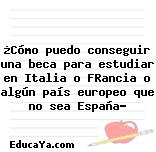 ¿Cómo puedo conseguir una beca para estudiar en Italia o FRancia o algún país europeo que no sea España?