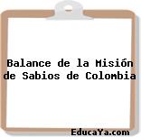 Balance de la Misión de Sabios de Colombia