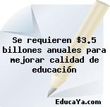 Se requieren $3.5 billones anuales para mejorar calidad de educación