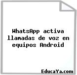 WhatsApp activa llamadas de voz en equipos Android