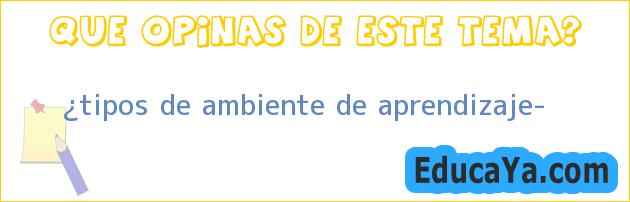 ¿tipos de ambiente de aprendizaje?