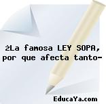 ¿La famosa LEY SOPA, por que afecta tanto?