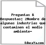 Preguntas & Respuestas: ¿Nombre de algunas industrias que contaminen el medio ambiente?