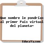 Que nombre le pondrías al primer Pais virtual del planeta?