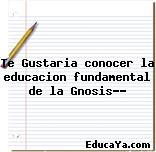 Te Gustaria conocer la educacion fundamental de la Gnosis??