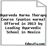 Ayurveda Marma Therapy Course (puntos marma) Offered in 2013 by Leading Ayurvedic School in Mexico