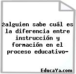 ¿alguien sabe cuál es la diferencia entre instrucción y formación en el proceso educativo?