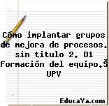 Cómo implantar grupos de mejora de procesos. sin titulo 2. D1 Formación del equipo.© UPV