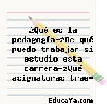 ¿Qué es la pedagogía?¿De qué puedo trabajar si estudio esta carrera?¿Qué asignaturas trae?