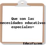 Que son las necesidades educativas especiales?