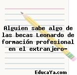 Alguien sabe algo de las becas Leonardo de formación profesional en el extranjero?