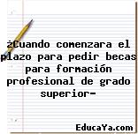 ¿Cuando comenzara el plazo para pedir becas para formación profesional de grado superior?